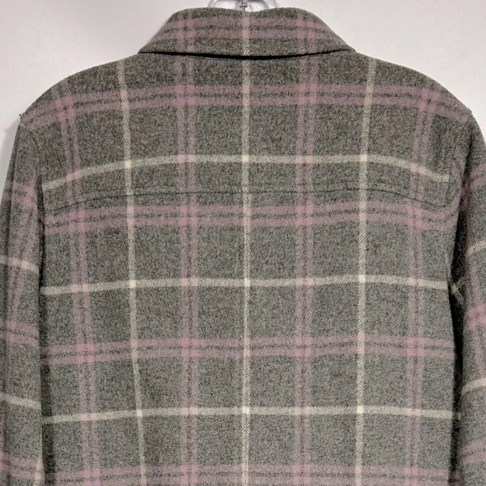 J.Crew Shirt-jacket in stretch wool-blend plaid Size S Gray/Lilac